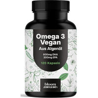 Produktbild von Bloom Naturals Omega 3 Vegan Hochdosiert 1800 mg Algenöl Kapseln 120 Stück