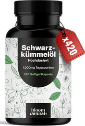 Bloom Naturals Schwarzkümmelöl Kapseln mit 1000 mg Öl, 420 Stück – Bild 1 von 1