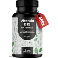 Produktbild von Bloom Naturals Vitamin B12 Tabletten mit Folsäure vegan 400 Stück