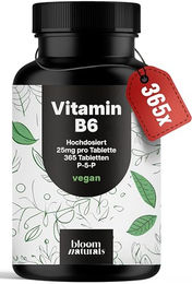 Bloom Naturals Vitamin B6 P5P hochdosiert Tabletten vegan ohne Zusatzstoffe 365 Stück – Bild 1 von 4