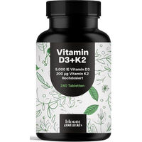 Produktbild von Bloom Naturals Vitamin D3 K2 Tabletten 5000 IE 240 Stück