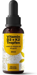 Bloom Naturals Vitamin D3 K2 Tropfen 1000 IE & 40 µg ohne Zusatzstoffe 30 ml – Bild 1 von 1