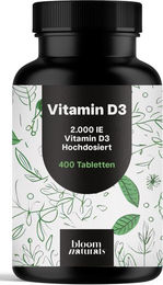 Bloom Naturals Vitamin D3 Tabletten 2000 IE ohne Zusatzstoffe 400 Stück – Bild 1 von 1