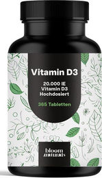 Bloom Naturals Vitamin D3 Tabletten hochdosiert 20000 IE 365 Stück – Bild 1 von 1