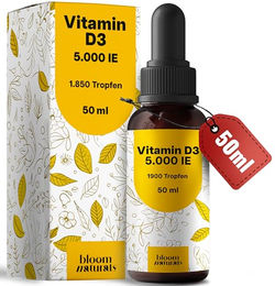 Bloom Naturals Vitamin D3 Tropfen vegan hochdosiert 5000 IE 50 ml – Bild 1 von 4