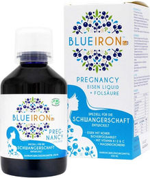 BlueIron Eisen Pregnancy mit Folsäure Liquid für Schwangere und Stillende, vegan, glutenfrei und laktosefrei, 250 ml – Bild 1 von 4