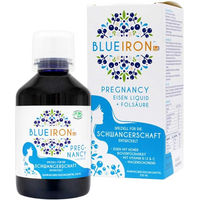 Produktbild von BlueIron Eisen Pregnancy mit Folsäure Liquid für Schwangere und Stillende, vegan, glutenfrei und laktosefrei, 250 ml