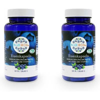 Produktbild von BlueIron Eisenkapseln vegan glutenfrei laktosefrei für Erwachsene, Schwangere und Stillende, 60 Kapseln