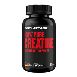 Body Attack 100% Pure Creatine Monohydrat Kapseln vegan glutenfrei laktosefrei 80 Stück – Bild 1 von 1