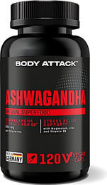 Body Attack Ashwagandha KSM-66 hochdosiert 600 mg Kapseln vegan 120 Stück – Bild 1 von 8