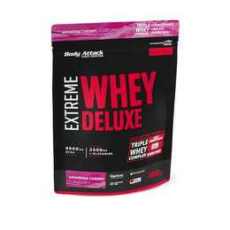 Body Attack Extreme Whey Deluxe Amarena Cherry 900 g Pulver Low in Sugar Low Fat ohne Aspartam – Bild 1 von 4
