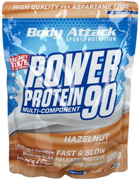 Body Attack Power Protein 90 Haselnuss Pulver 500 g – Bild 1 von 2
