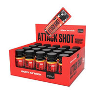 Produktbild von Body Attack Pre Workout Booster Shot Orange Cola 20 x 60 ml mit Koffein, Taurin, Beta-Alanin, L-Tyrosin und L-Citrullin