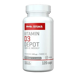 Body Attack Vitamin D3 Depot hochdosiert 5600 IE vegan 120 Kapseln für Sportler – Bild 1 von 4