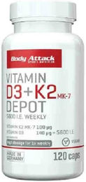 Body Attack Vitamin D3+K2 Kapseln 120 Stück – Bild 1 von 1