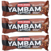 Produktbild von BODY ATTACK Yambam Crunch Proteinriegel Schokolade Brownie zuckerarm 165 g