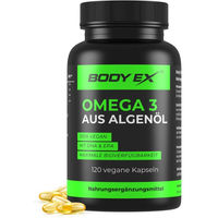 Produktbild von Body Ex Omega 3 Kapseln aus Algenöl vegan glutenfrei laktosefrei für Sportler 120 Stück