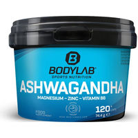 Produktbild von Bodylab24 Ashwagandha Kapseln mit Magnesium, Zink und Vitamin B6, 120 Stück, vegan