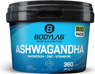 Bodylab24 BIG PACK Ashwagandha mit Magnesium, Zink und Vitamin B6, 360 Kapseln, vegan – Bild 1 von 2