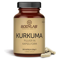 Produktbild von Bodylab24 Kurkuma Kapseln mit gemahlener Wurzel, vegan, 180 Stück