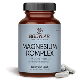 Bodylab24 Magnesium Komplex Premium 180 Kapseln vegan hochdosiert mit 219 mg Magnesium pro Tagesdosis für Sportler und Erwachsene – Bild 1 von 2