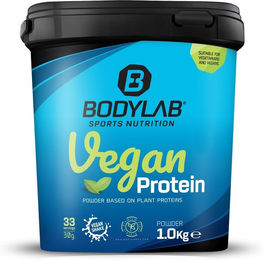 Bodylab24 Vegan Protein Mehrkomponenten Pulver Schokolade laktosefrei 1000 g – Bild 1 von 4