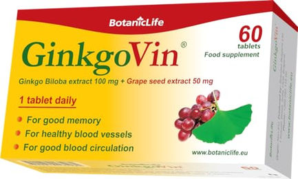 BotanicLife GinkgoVin Tabletten mit Ginkgo Biloba und Traubenkernextrakt glutenfrei und ohne Zusatzstoffe 60 Stück – Bild 1 von 6