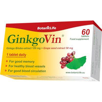 Produktbild von BotanicLife GinkgoVin Tabletten mit Ginkgo Biloba und Traubenkernextrakt glutenfrei und ohne Zusatzstoffe 60 Stück