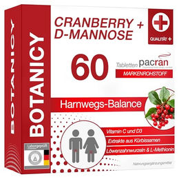 Botanicy Cranberry + D-Mannose Kräuter-Komplex mit Vitamin C und D3 Tabletten 60 Stück – Bild 1 von 3