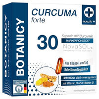Produktbild von Botanicy Curcuma forte Kapseln mit mizellarem Curcumin sowie Vitamin C und D, hochdosiert und vegetarisch, 30 Kapseln