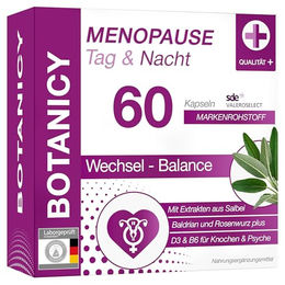 Botanicy Menopause Tag & Nacht Vitalstoffkomplex für Frauen mit Salbei und Baldrian, vegan, 60 Kapseln – Bild 1 von 3