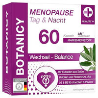 Produktbild von Botanicy Menopause Tag & Nacht Vitalstoffkomplex für Frauen mit Salbei und Baldrian, vegan, 60 Kapseln