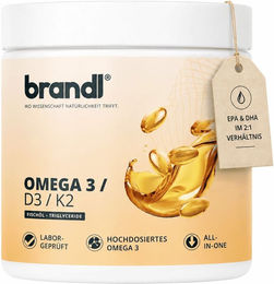 brandl Vitamin D3 K2 & Omega 3 Premium vegan Kapseln 120 Stück – Bild 1 von 1