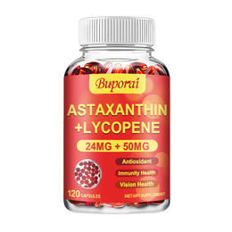 Buporai Astaxanthin und Lycopin Nahrungsergänzungsmittel 120 Kapseln mit 24 mg Astaxanthin und 50 mg Lycopin für Erwachsene – Bild 1 von 4