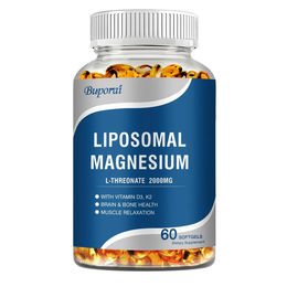 Buporai Liposomales Magnesium L-Threonat 2000 mg mit Vitamin D3 und K2, 60 Kapseln – Bild 1 von 4