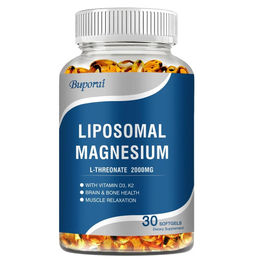Buporai Liposomales Magnesium L-Threonat 2000 mg mit Vitamin D3 und K2 Kapseln für Erwachsene 30 Stück – Bild 1 von 4