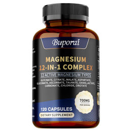 Buporai Magnesium 12 in 1 Complex 700mg 120 Kapseln Nahrungsergänzungsmittel – Bild 1 von 3
