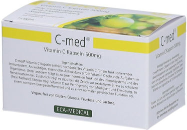 C-med Vitamin C Kapseln 500 mg Calciumascorbat vegan glutenfrei laktosefrei – Bild 1 von 1