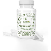 Produktbild von Cadion Magnesium Kapseln mit Tri-Magnesiumdicitrat und Vitamin B6 vegan