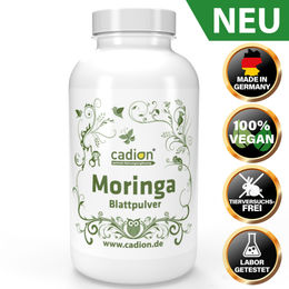 Cadion Premium Moringa Blattpulver Kapseln vegan ohne Zusatzstoffe 300 Stück – Bild 1 von 2
