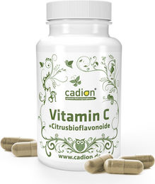 Cadion Vitamin C Kapseln mit Ascorbinsäure und Citrusbioflavonoiden hochdosiert 500 mg ohne Zusatzstoffe 100 Stück – Bild 1 von 3