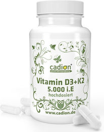 cadion Vitamin D3 + K2 MK7 All-Trans Kapseln 5000 IE 90 Stück – Bild 1 von 3