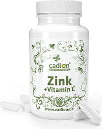 Cadion Zink + Vitamin C Kapseln mit Zinkcitrat, Kupfer, Vitamin B6 und Bioperine vegan – Bild 1 von 1