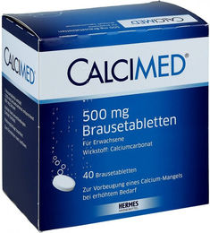 Calcimed Brausetabletten mit Calcium Carbonat 500 mg für Erwachsene, Schwangere und Stillende, 40 Stück – Bild 1 von 2