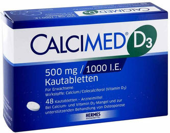 CALCIMED Calcimed D3 500 mg und 1000 I.E. Lutschtabletten für Senioren mit Carbonat – Bild 1 von 1