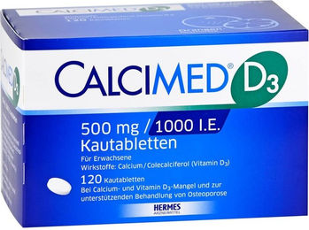 Calcimed D3 Kautabletten mit 500 mg Calcium und 1000 I.E. Vitamin D3, 120 Stück – Bild 1 von 5