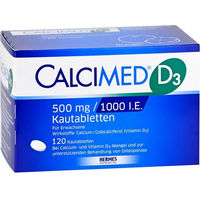 Produktbild von Calcimed D3 Kautabletten mit 500 mg Calcium und 1000 I.E. Vitamin D3, 120 Stück