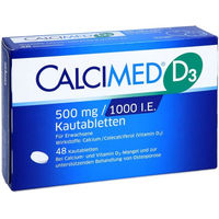 Produktbild von CALCIMED D3 Lutschtabletten mit 500 mg Calcium und 1000 I.E. Vitamin D3, 48 Stück