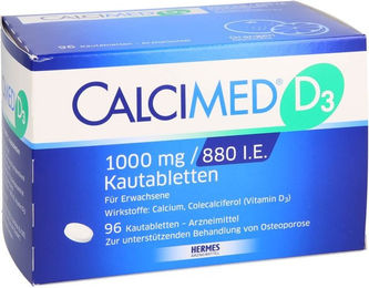 Calcimed D3 Lutschtabletten mit Calcium Carbonat 1000 mg und 880 I.E. 96 Stück – Bild 1 von 1