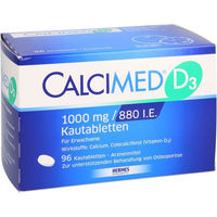 Produktbild von Calcimed D3 Lutschtabletten mit Calcium Carbonat 1000 mg und 880 I.E. 96 Stück